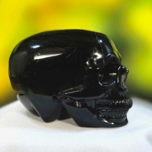 Elongated Black Obsidian Skull
