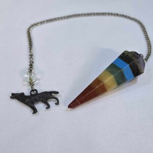 Chakra Pendulum with Wolf Charm