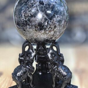 3 Elephants holding an Astrophyllite Sphere